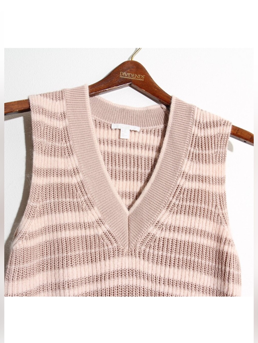 COS Stripe Cotton-Wool Alpaca Blend Chunky Knit V-Neck Vest Sleeveless Size XS